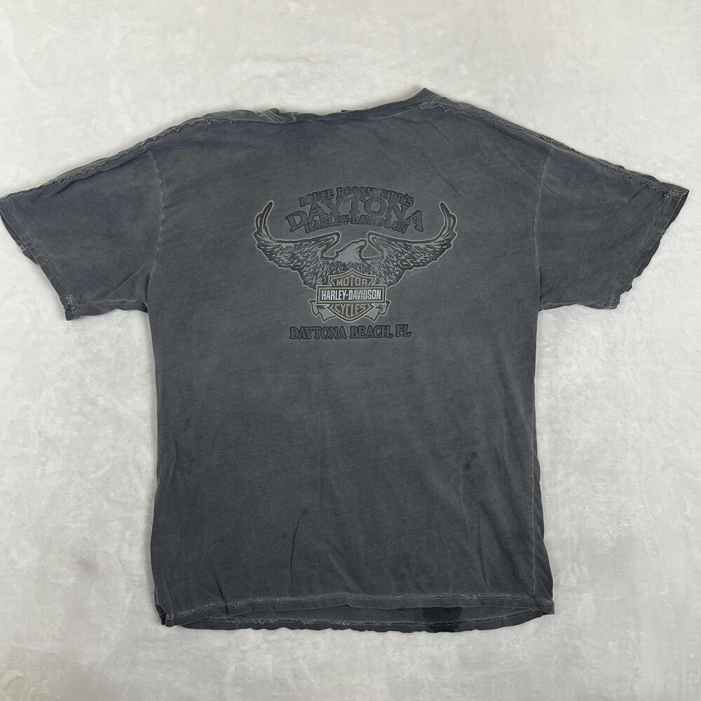 Harley-Davidson T-Shirt Mens Large Gray Daytona Beach Eagle Graphic Biker Tee